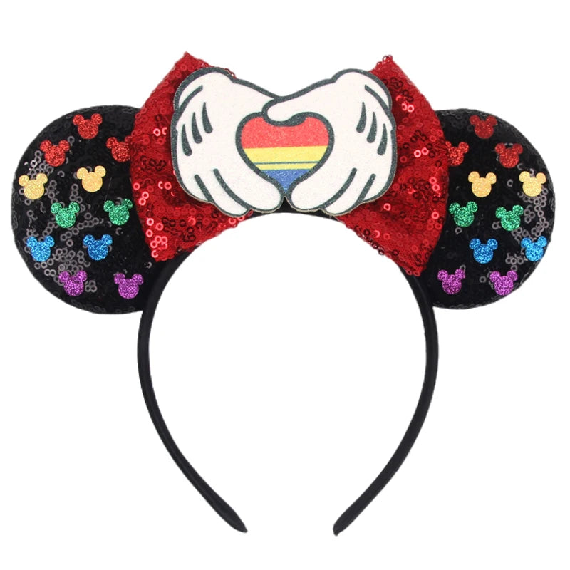 Disney Mickey 3.3"Velvet Ears Headband For Girls Soft Bow Hairband Halloween Festival Party Christmas DIY Hair Accessories
