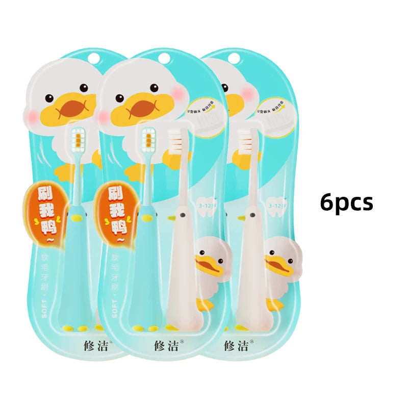 2/4/6/8pcs Cute Duck Children Toothbrushes 0.12mm High-Density Soft-Bristled Tooth Brush Non-Slip Tothbrush For Kids Aged 3-12