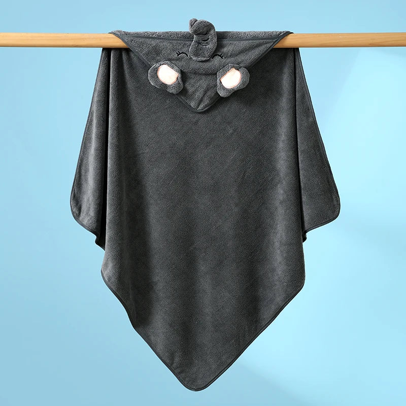 1 pack of baby bath towel cartoon plain baby blanket, bathroom supplies, polyester fiber bathrobe with strong water absorption,