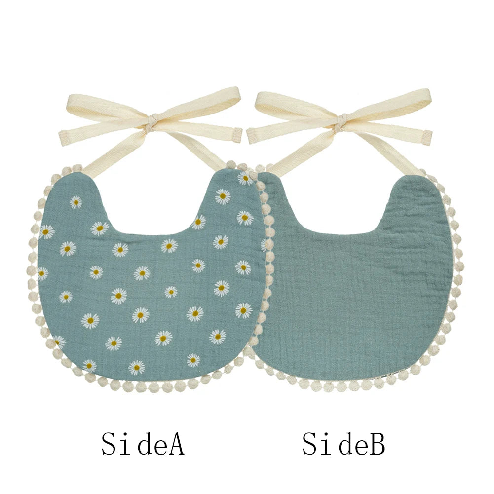 Muslin Cotton Baby Boys Girls Bibs Double Side Flower Rainbow Print Saliva Towel Infant Feeding Burp Cloth Kids Adjustable Scarf