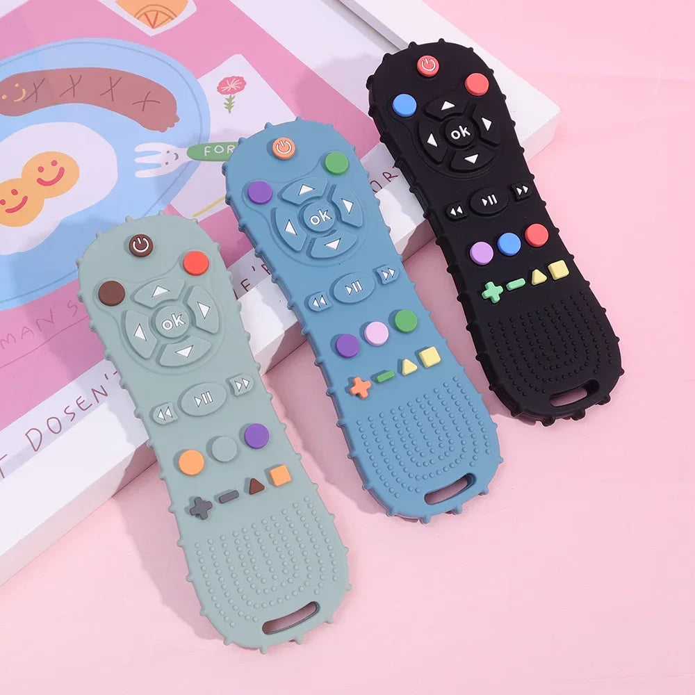 Novelty Silicone Simulation TV Remote Control Shape Soothing Toy Baby Food Grade Teaser Stick Children's Sensory Education Toys