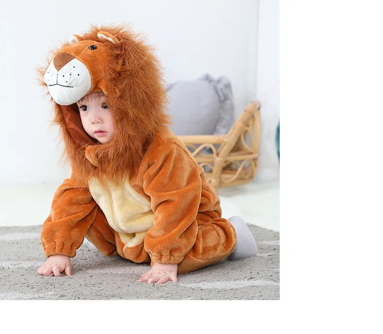 Toddler Outfit Unisex Baby Animal Costume Lion Costume for Kids Homewear Boys Jumpsuit Halloween Dress Up Romper
