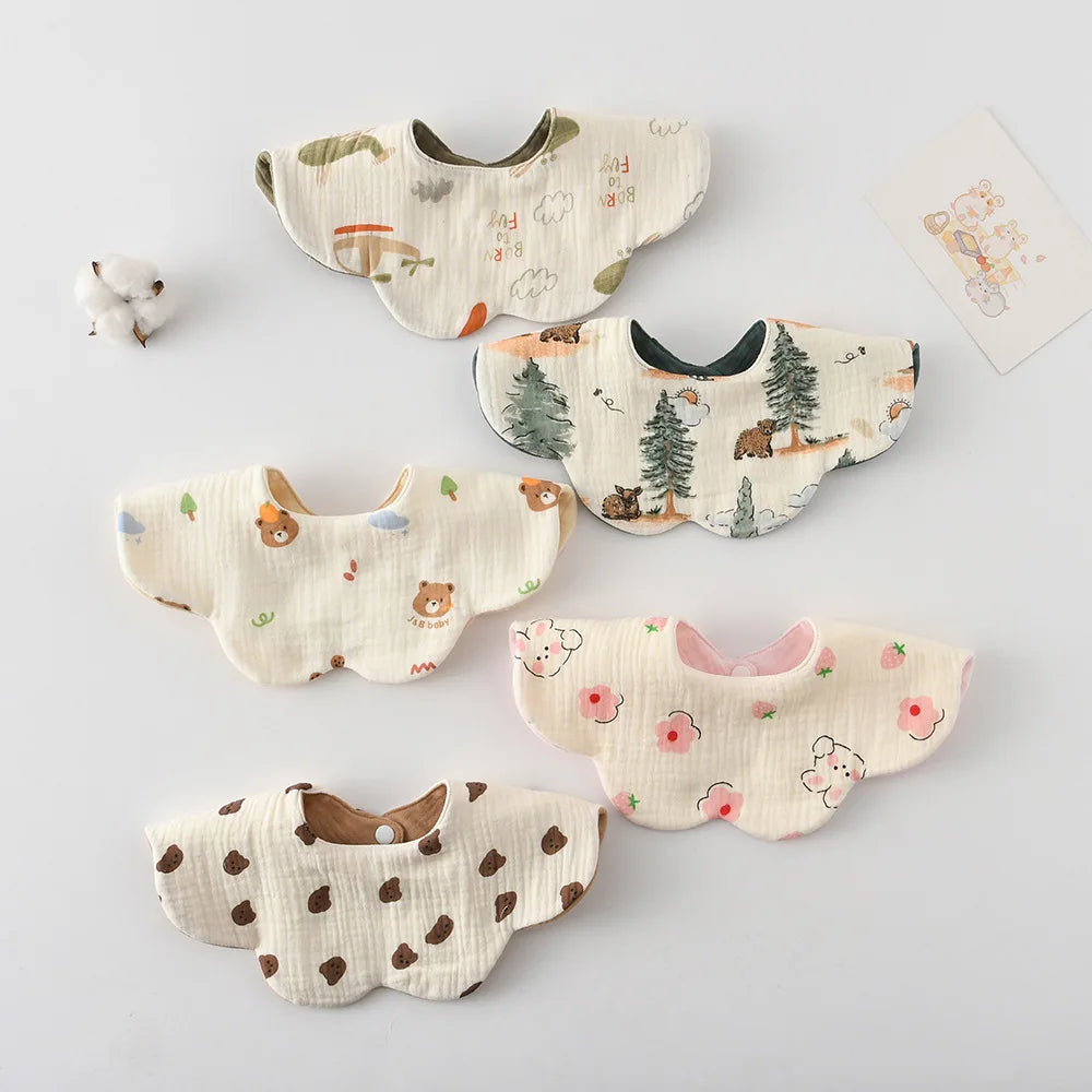 New Cute Cotton Baby Feeding Drool Bib Infants Two-sided Usable Saliva Towel Soft Burp Cloth For Newborn Toddler Kids Bibs