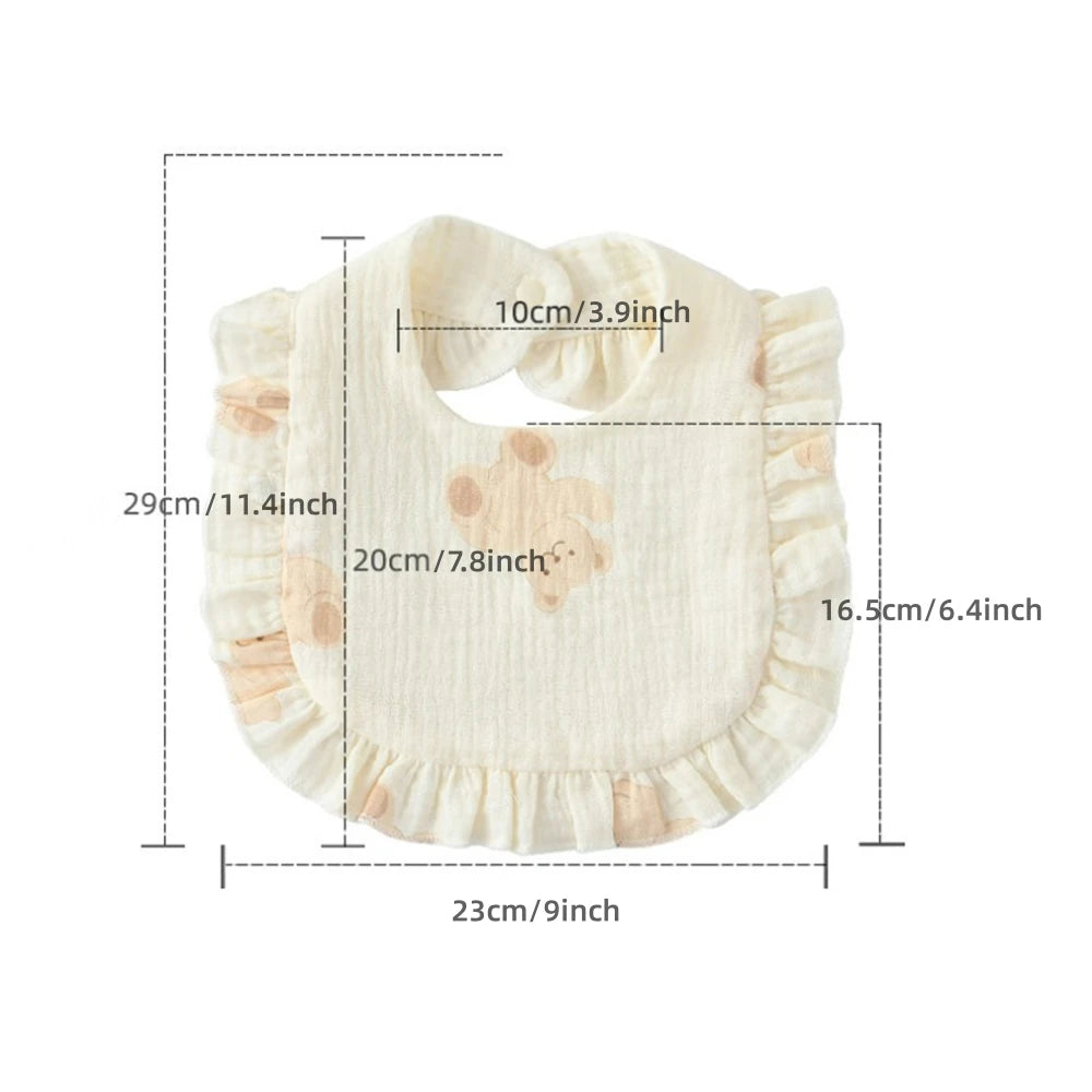 3pcs Children Bib Set Cotton Muslin Toddler Baby Comfort Saliva Dorp Shape Towel Solid With Button Kid Bibs