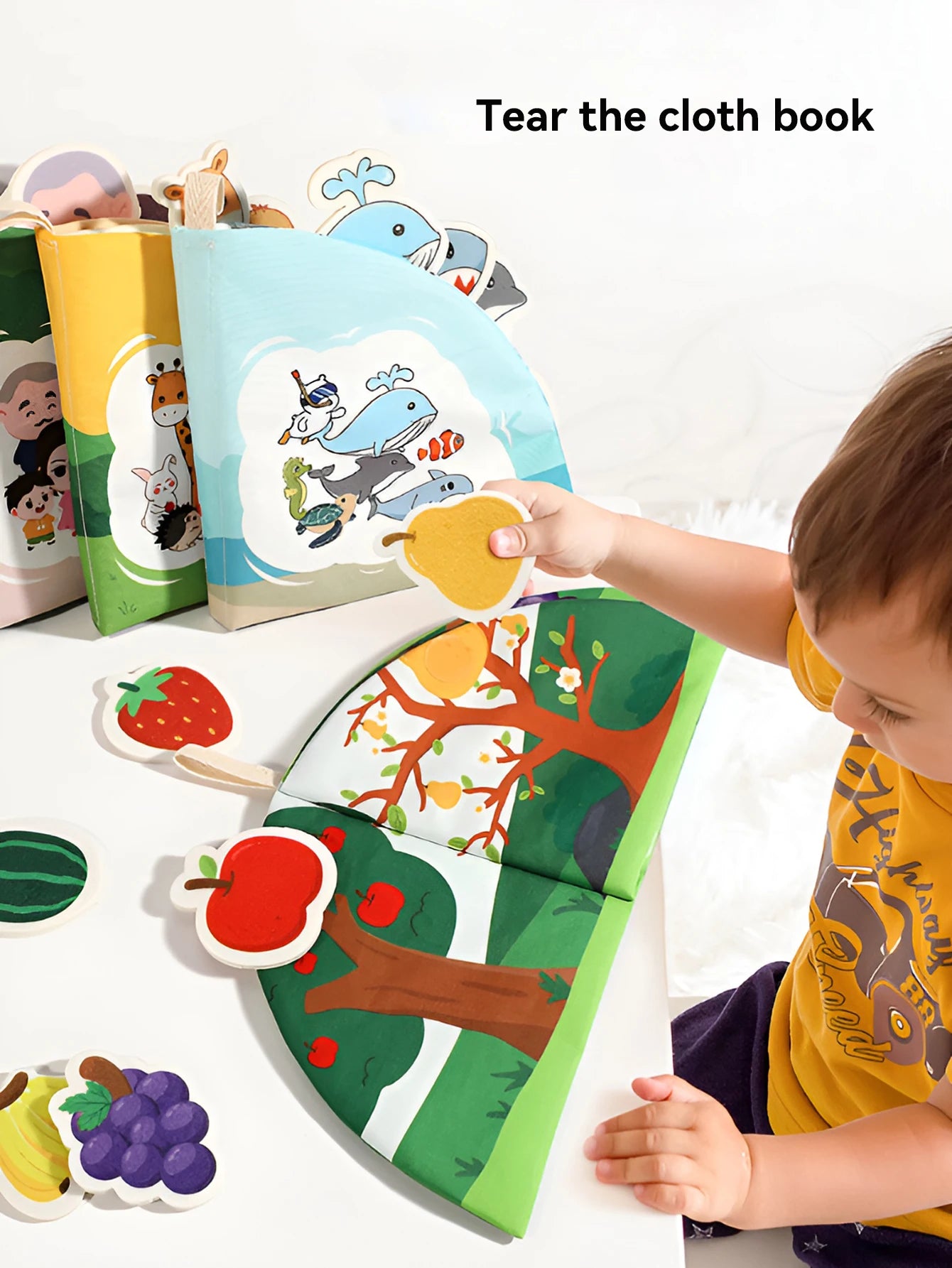 Children's tear book baby cloth book toy picture matching can tear paste repeatedly tear paste cloth art