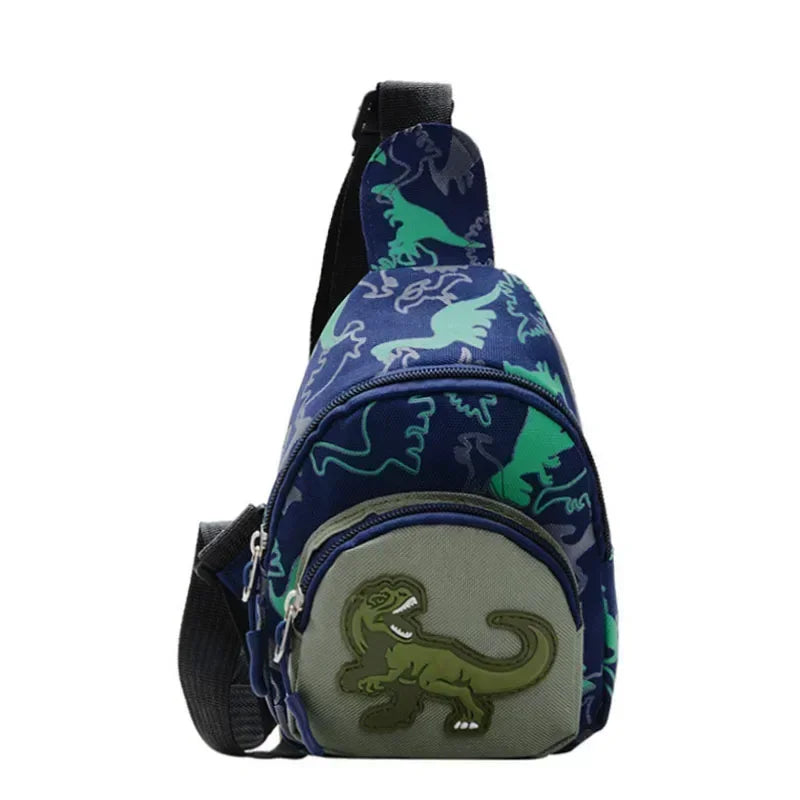 Kids Waist Bags Cartoon Dinosaur Print Outdoor Travel High Capacity Crossbody Zipper Bag Girl Boy Gift Children Chest Pouch Pack