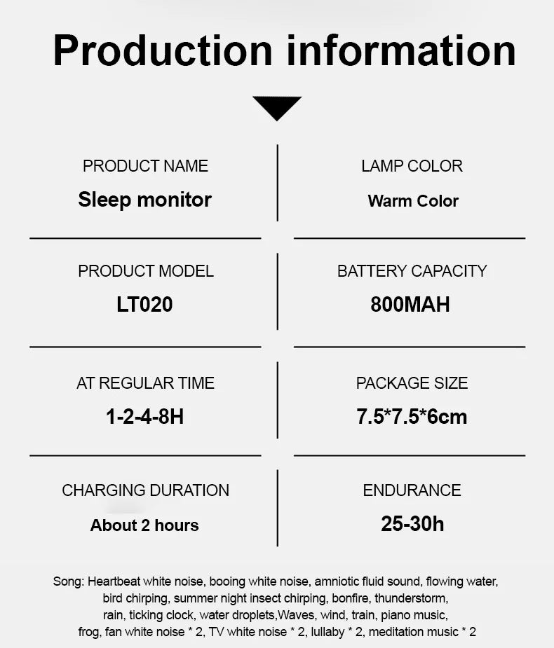 White Noise Machine with Warm Light 24 Natural Sounds Sleep Aid Deep Relaxation Soothing Sleep Aid Equipment