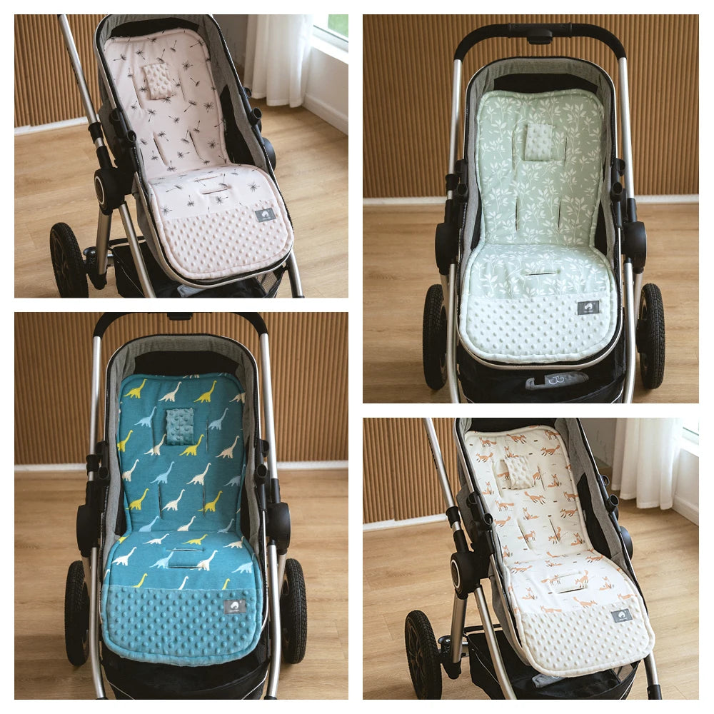 Stroller Cushion & Seat Belt Cover 2Pcs/Set Universal Baby Pram Seat Pad Soft Kids Pushchair Car Mat Stroller Accessories