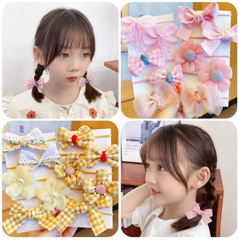 10pcs Hair Accessories Girls Scrunchies Aesthetic Lacos De Cabelo Infantil Bands Kids Bandeaux Elastiquec Headbands Bandes Cute