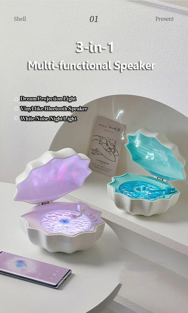 Portable Retro Bluetooth Speaker White Noise Sleep Aid Bluetooth Soundbar with Colorful Projection Light Wireless Music Player