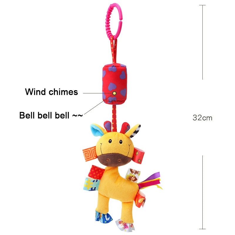 Baby Hanging Rattles Soft Sensory Learning Toy Plush Animals Stroller Infant Car Bed Crib Travel Activity for Babies Toddlers