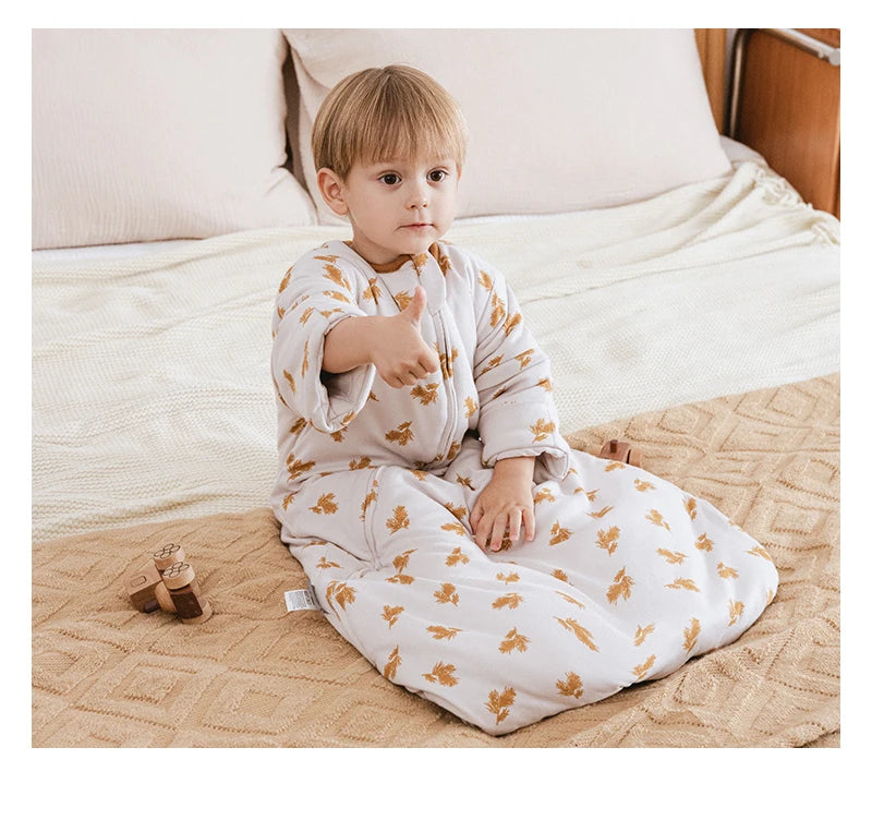 Sleeping Bag For Babies 0-24Months Thicker Winter Sleep Sack Removable Sleeves Kids Anti-Kick Prevent Cold Baby Blanket 3.5Tog