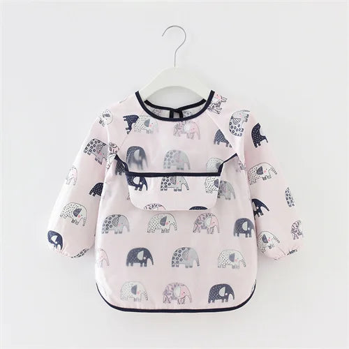 Newborn Baby Bibs Blouse Waterproof Long-sleeved Reverse Dressing Infant Eating Clothes Apron Bib Protective Clothing 0-2Years
