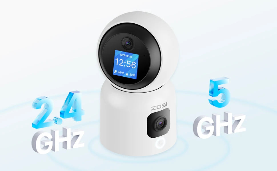 ZOSI 6MP 4MP Dual-Lens Indoor Security IP Camera Two-Way Video 2.4G/5G WiFi C528 360° Views Pan/Tilt Home Baby/Pet Dog Monitor