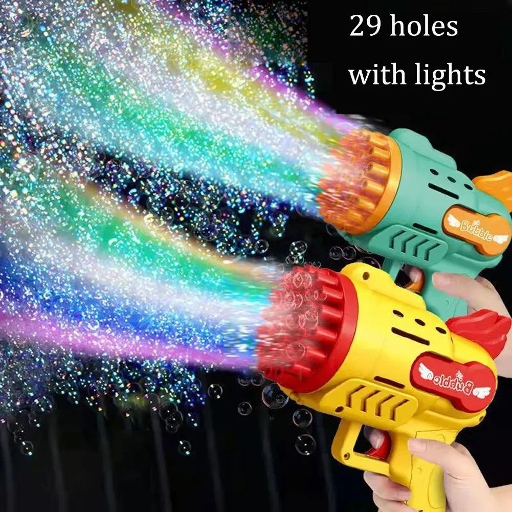 Bubble Gun Kids Toys Electric Automatic Soap Rocket Bubbles Machine Outdoor Wedding Party Toy LED Light Children Birthday Gifts