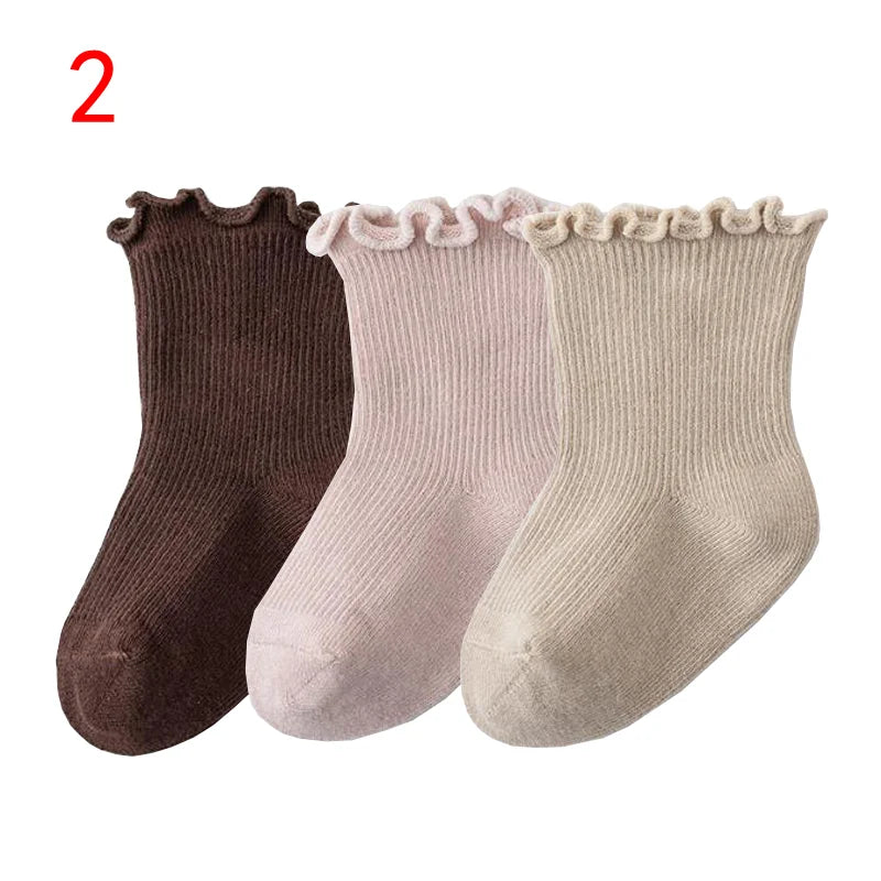 3Pair/lot New Boys and Girls Solid Color Baby Socks