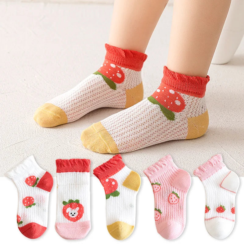 5 PAir Set Children Socks Summer Fishnet Boy Socks Spring Summer Thin Mesh Boat Socks Boys Girls Short Socks