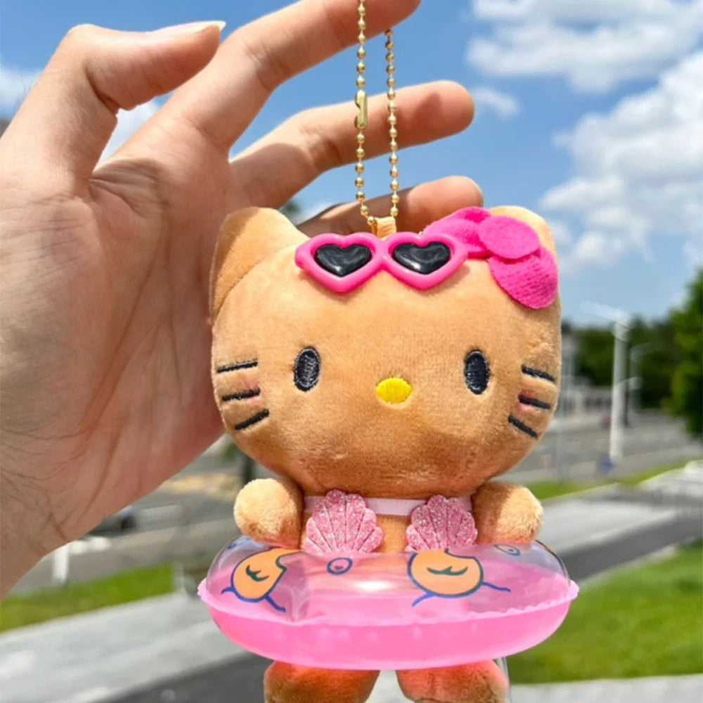 Sanrio Kawaii Cartoon Keychain Hello Kitty Plush Doll Pendant Key Ring Charms Backpack Car Decor Bag Accessories Girls Gifts