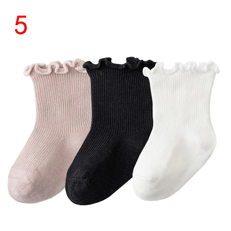 3Pair/lot New Boys and Girls Solid Color Baby Socks