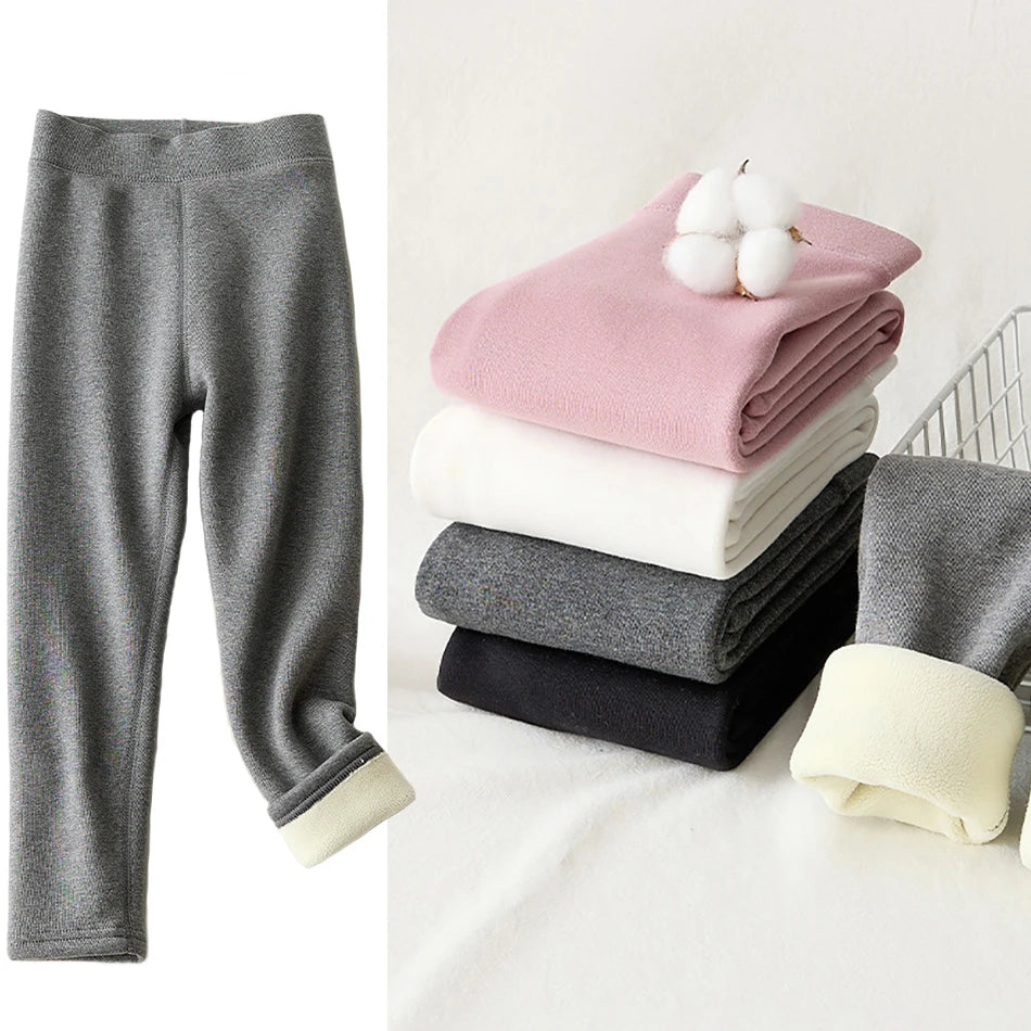 Thickened and Warm Girls Winter Fleece Long Pants Children Comfort Soft Leggings Kids Fashion Outerwear Bottoms School Clothes