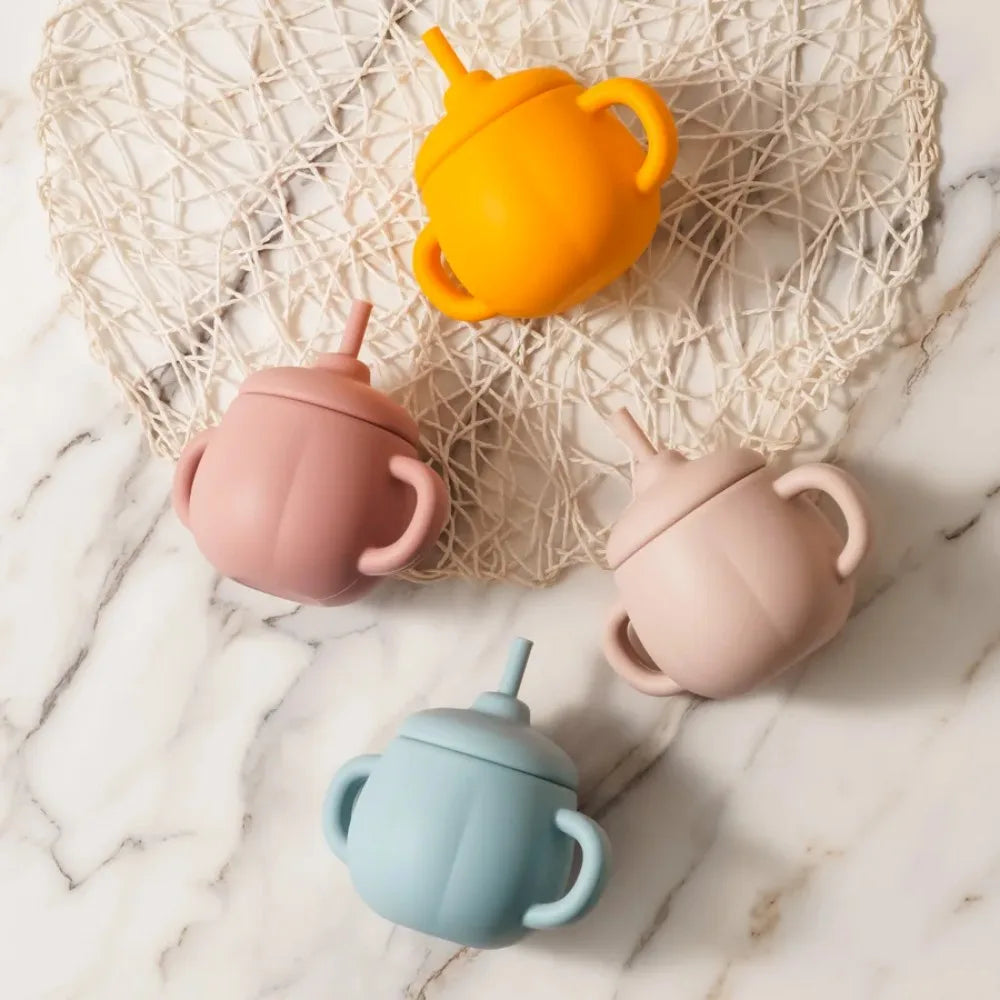 1PCS Baby Silicone Straw Cup BPA Free Portable Storage Snack Container Feeding Cup Kids Learning Drink Cup Water Bottle