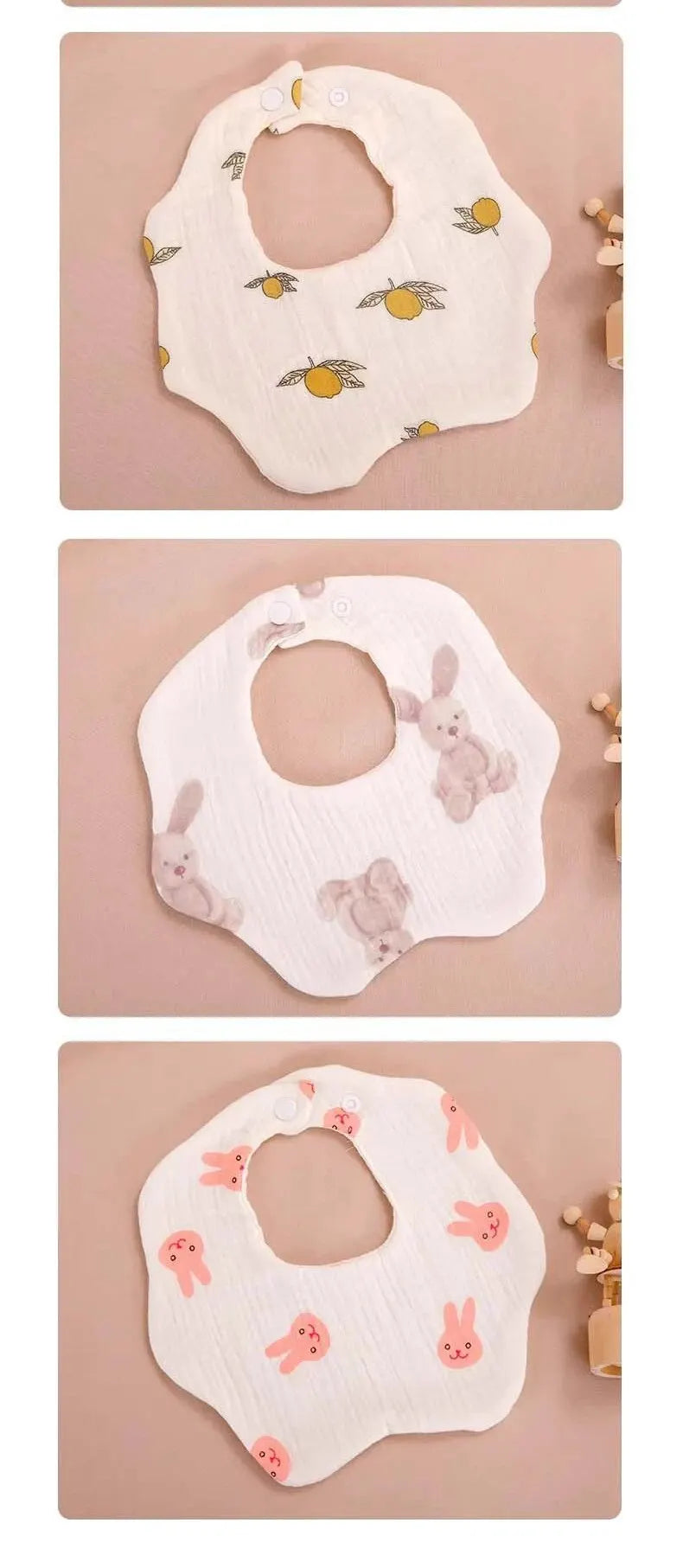 Wholesale Pure Cotton Printed Six-layer 360 Rotatable Baby Feeding Bibs Toddler Saliva Towel Infant Gauze Baby Bib