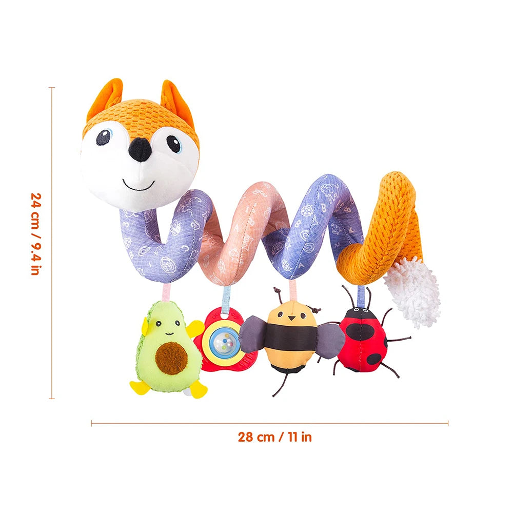 Newborns Spiral Hanging Activity Stroller Toy Baby Carseat Toy Black & White Lion Koala Rattle for Crib Mobile Sensory Toy Gift