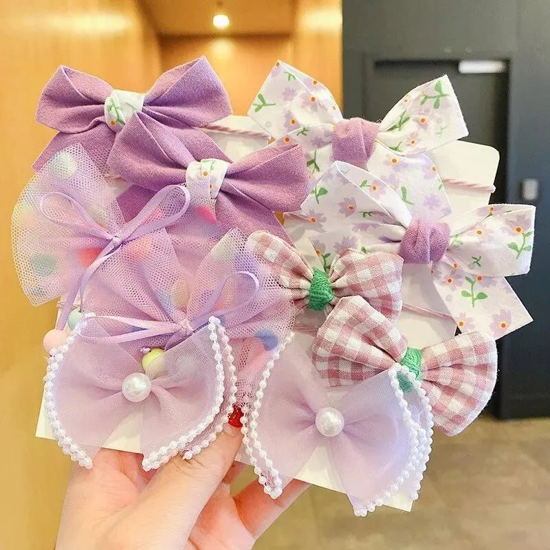 10pcs Hair Accessories Girls Scrunchies Aesthetic Lacos De Cabelo Infantil Bands Kids Bandeaux Elastiquec Headbands Bandes Cute