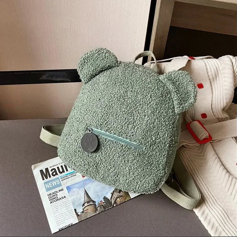 Cute Bear Ear Plush Backpack for Kids Adult Lamb Fleece Shoulder Bag High-capacity Korean Parent-Child Bags Boys Girls Backpacks