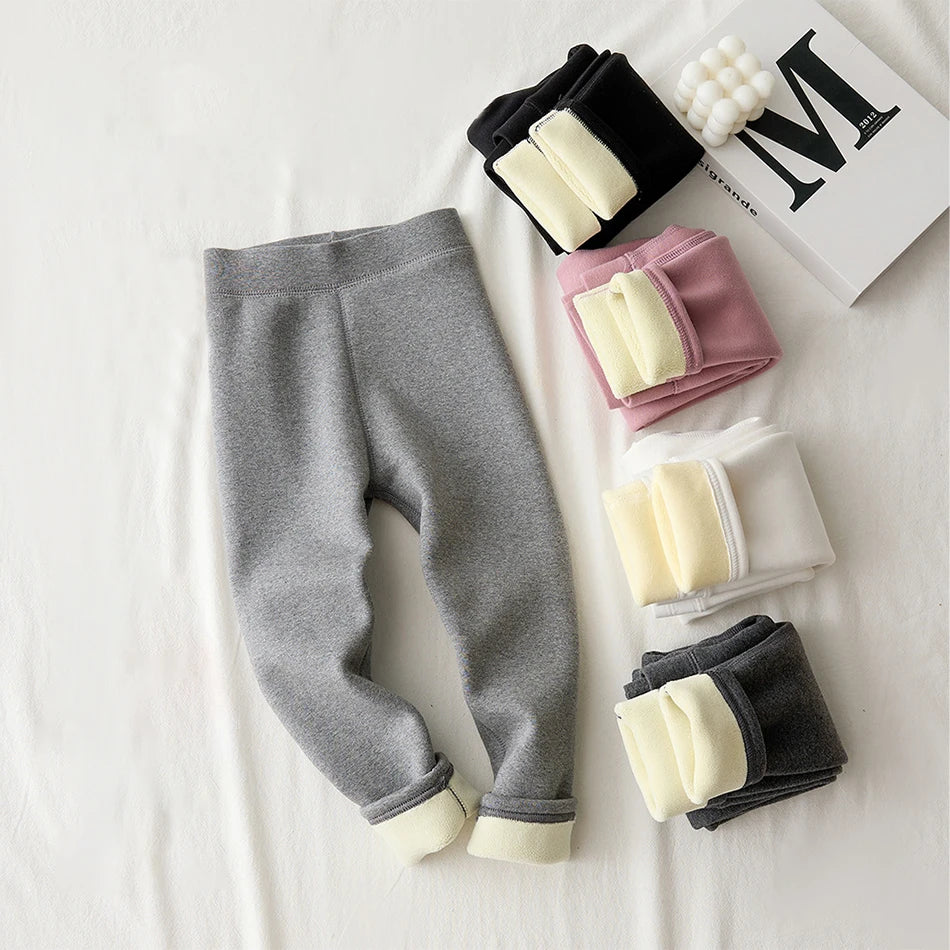 Thickened and Warm Girls Winter Fleece Long Pants Children Comfort Soft Leggings Kids Fashion Outerwear Bottoms School Clothes