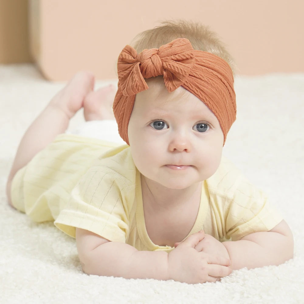 3Pcs Solid Color Baby Headband Bow Children Hair Band Elastic Nylon Newborn Headbands Soft Turban Headwrap Kid Hair Accessories