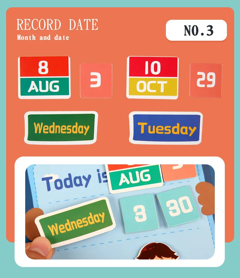 Kids Visual Schedule Daily Calendar Chart Busy Board Preschool Early Learning Toys Time Date Month Festival Weather Season Mood