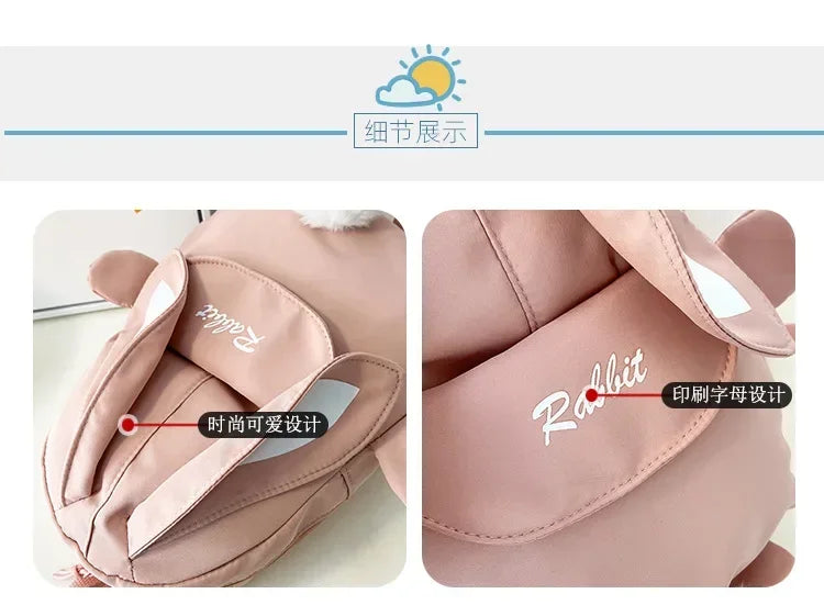 Fashion Children School Bags Bunny Portable Backpacks Kids Travel Rucksacks Cute Boys and Girls School Book Backpack Chest Bag