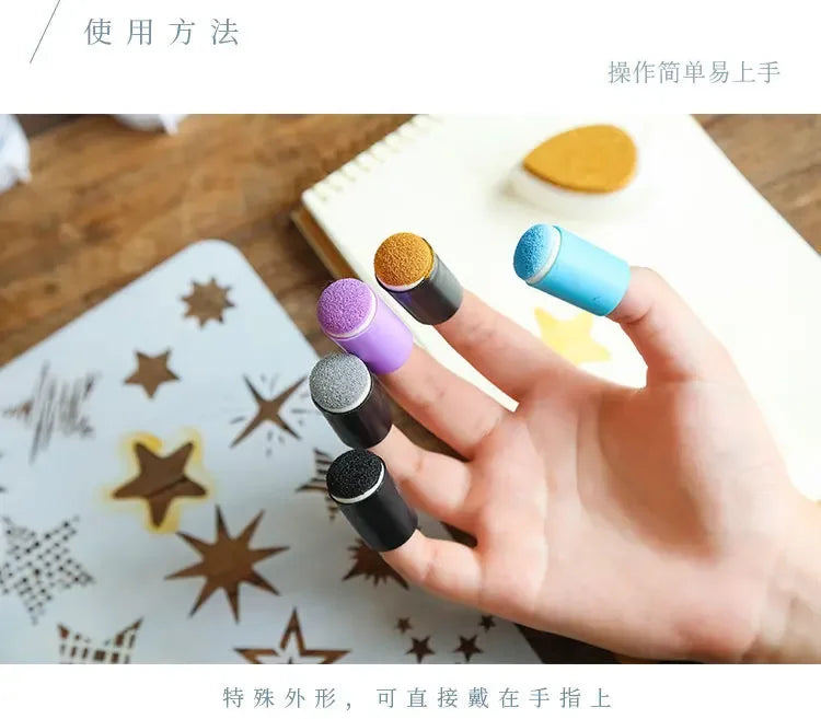 Journamm Finger Painting Kit Drawing Stencils Colorful Inkpad DIY Scrapbooking Creative Stationery Paint Tool School Supplies