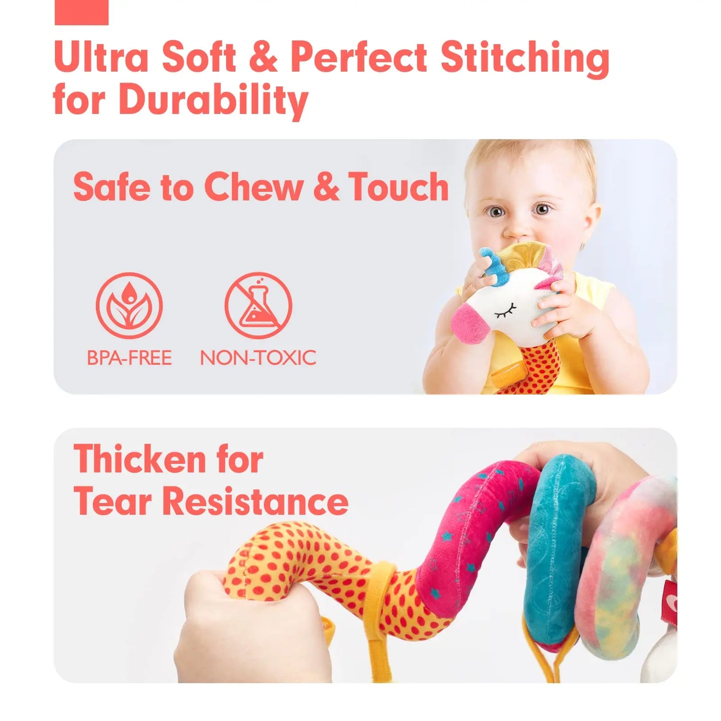 Car Seat Toys for Babies Rattle Mirror Crinkle Squeaky Carseat Stroller Toys 0-6 Months Developmental Newborn Baby Girl Gifts