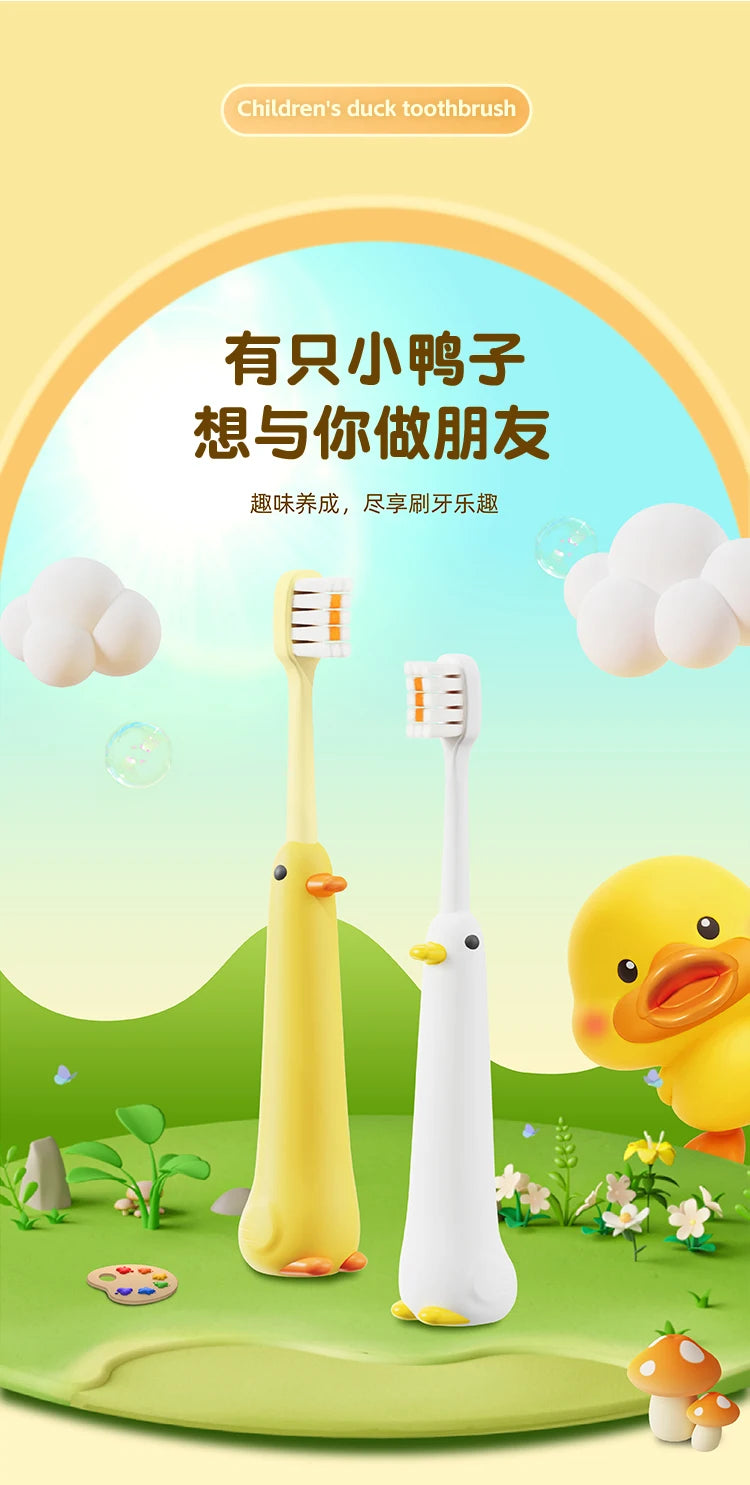 2/4/6/8pcs Cute Duck Children Toothbrushes 0.12mm High-Density Soft-Bristled Tooth Brush Non-Slip Tothbrush For Kids Aged 3-12