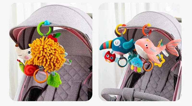 Soft Infant Crib Bed Stroller Mobile Hanging Rattle Baby Educational Toys Brain Developmental Hand Grip Cute Stuffed Animal Toys