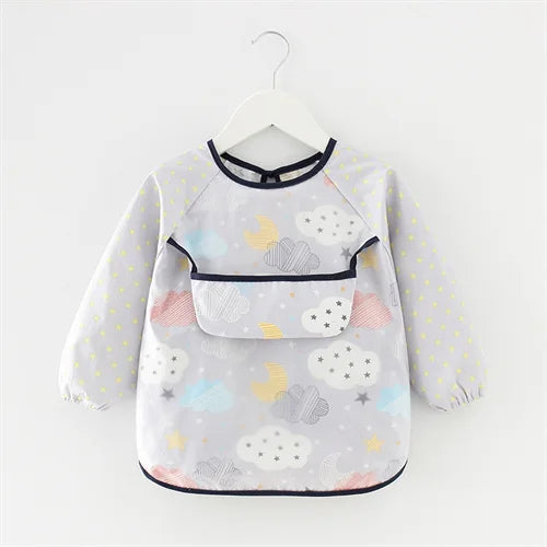 Newborn Baby Bibs Blouse Waterproof Long-sleeved Reverse Dressing Infant Eating Clothes Apron Bib Protective Clothing 0-2Years