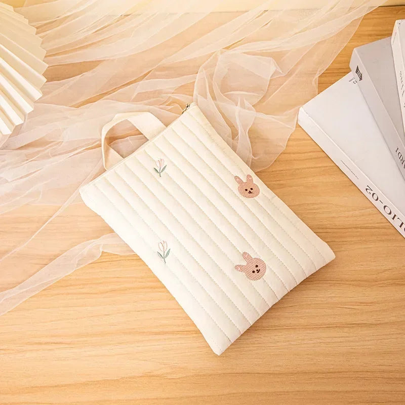 Cotton Mommy Bag Baby Diaper Bag Nappy Caddy Pouch Portable Stroller Storage Bag Cute Bear Embroidery Purse Baby Organizer