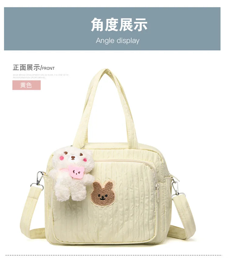 Baby Diaper Bags Maternity Mommy Bag Portable Multi-function Large Capacity Quilted Mom Travel Tote Bottle Storage with Pendant