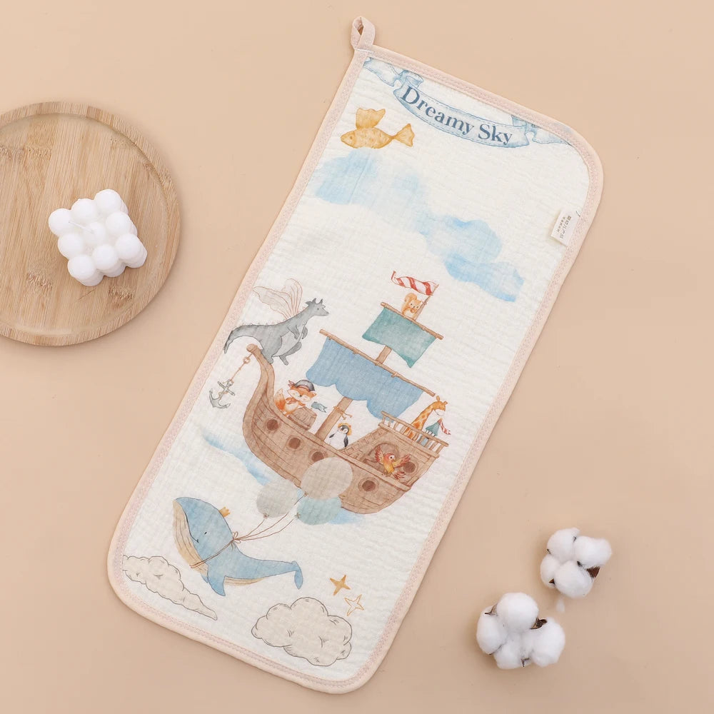 Cotton Muslin Baby Face Towels Long Burp Cloth for Newborn 6Layers of Gauze Children's Towel Kindergarten Hand Towels Baby Items