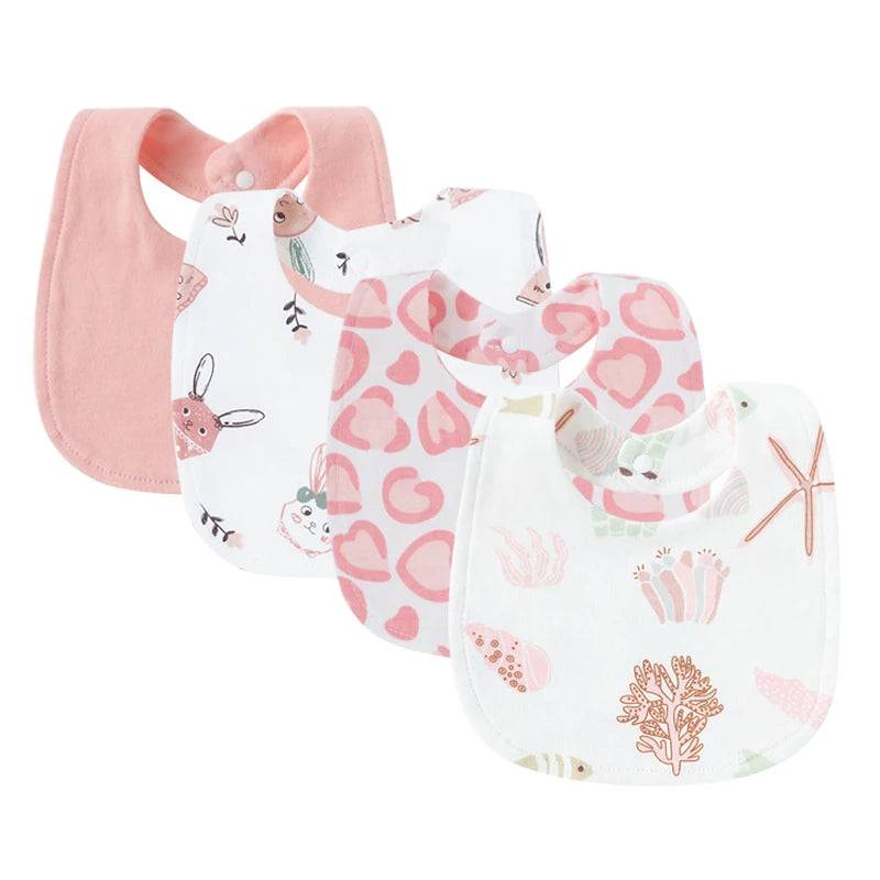 4Pcs Baby Bibs Burp Clothes Cotton Newborn Bibs for Girls Boys Baby Stuff Infant Accessories Toddler Saliva Towels Baby Care