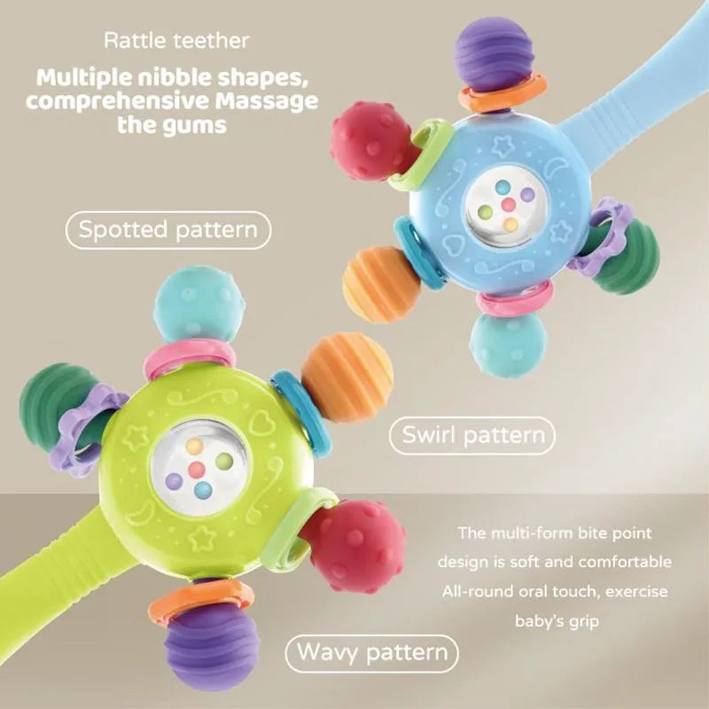 Baby Development Toys 0 6 12 Months Sensory Baby Teether Rattle Hand Grip Toys Soft Teething Educational Toys Games For Babies
