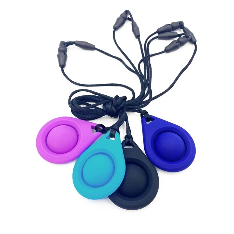 Baby Silicone Teether Kids Chew Necklace Sensory Chewy Pendant Teething Toys for Autism ADHD Special Needs