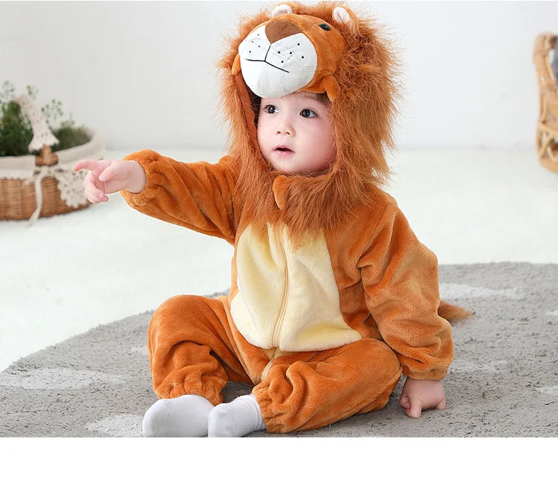 Toddler Outfit Unisex Baby Animal Costume Lion Costume for Kids Homewear Boys Jumpsuit Halloween Dress Up Romper