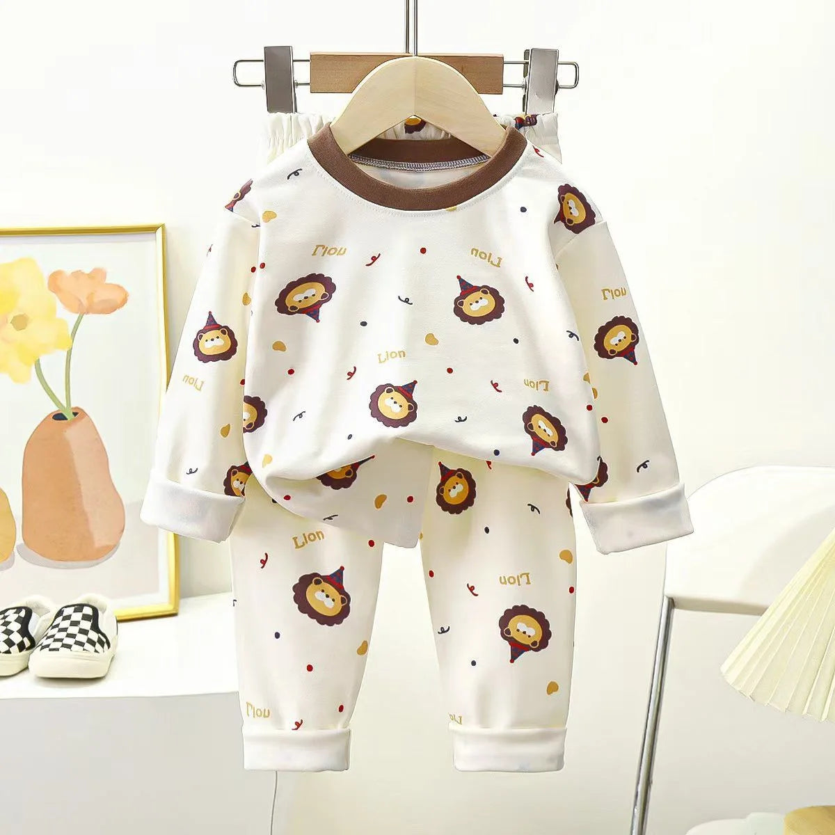 1pcs Children's Underwear Set Kids Soft Cotton Pajamas Boys Girls Baby Spring Autumn Cute Cartoon Long Sleeve Home Sleepwear