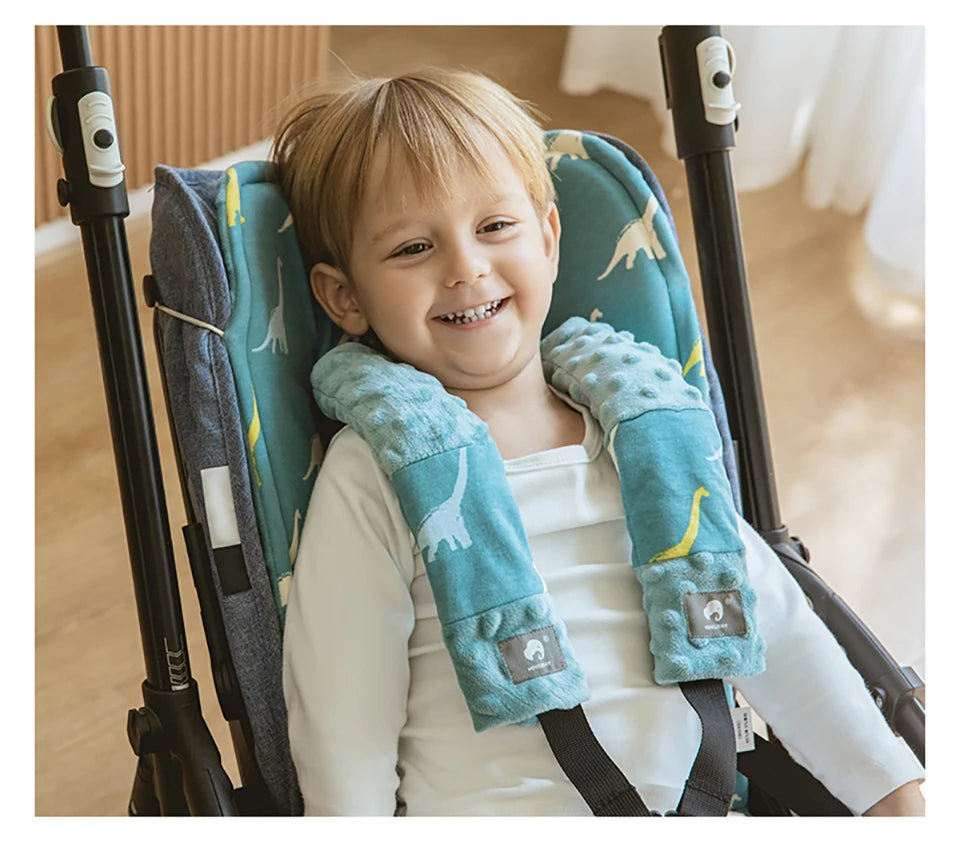 Stroller Cushion & Seat Belt Cover 2Pcs/Set Universal Baby Pram Seat Pad Soft Kids Pushchair Car Mat Stroller Accessories