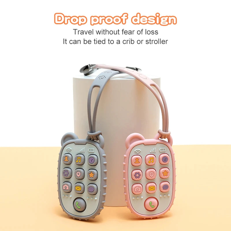 2024 New Baby Teether mobile phone Shape Silicone Teether Teething Toy Kids Sensory Educational Toy baby gift set