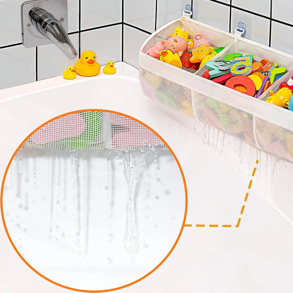 3 Compartment Horizontal Large Openings Bath Toy Organizer for Tub, Capacity Upgrade Bath Storage and Holder,Easy Sorting