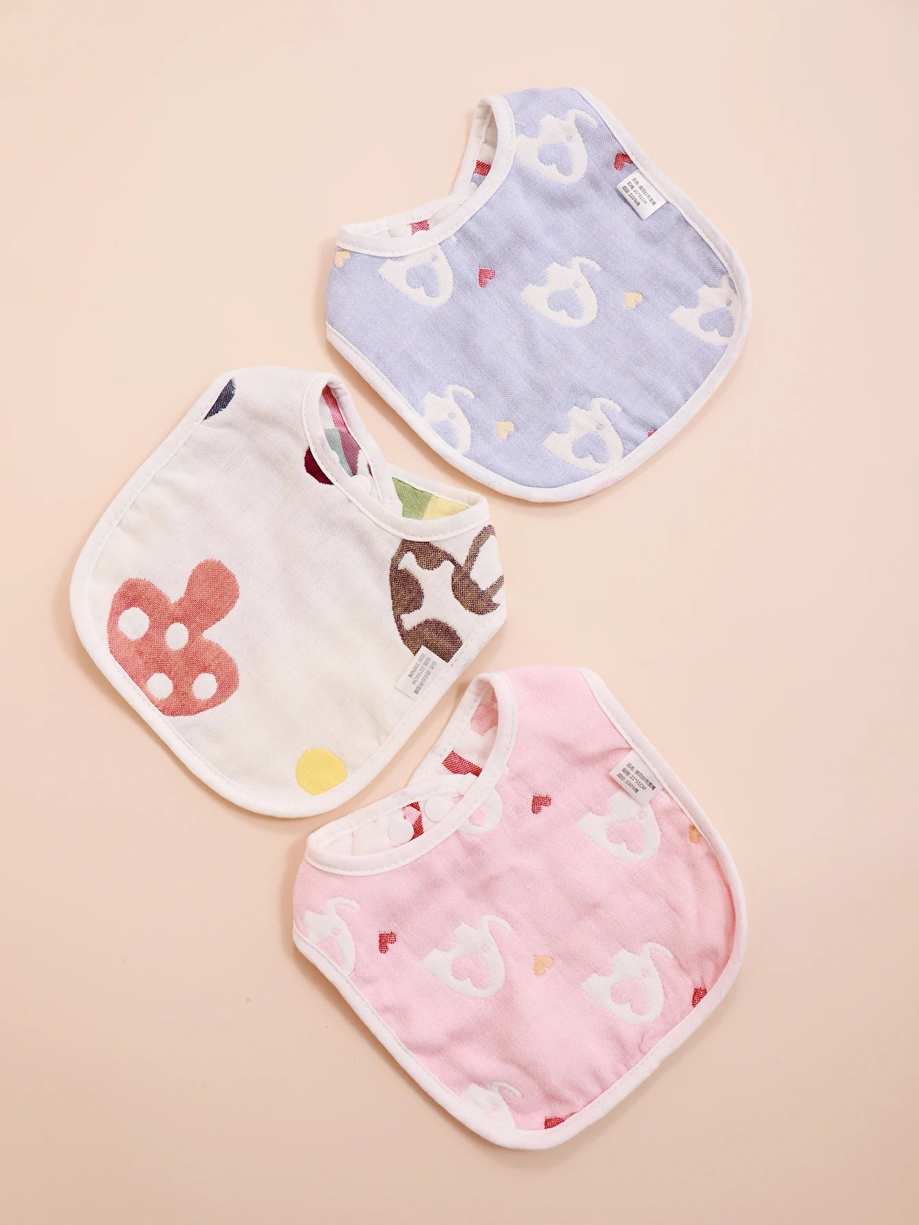 3pcs Baby Bibs U Shape Absorbent Soft Cotton Bib Soft Comfortable Toddler Feeding Eating Burpcloths Waterproof Saliva Towel